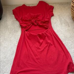 silence + noise Red Knot-Front Mini Dress